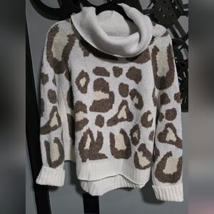 Chic Cowl Neck Leopard Sweater